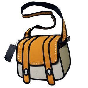 NWT Jump from Paper Cheese Orange 2D Style Flat Crossbody Camera Bag
